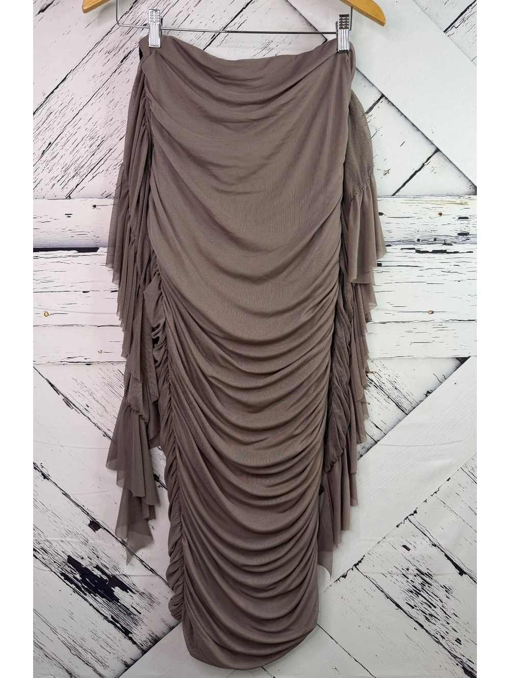 Club L Gothic Romantic Cascade Ruffle Ruched Maxi Dress Mesh Grunge Boho Women 4